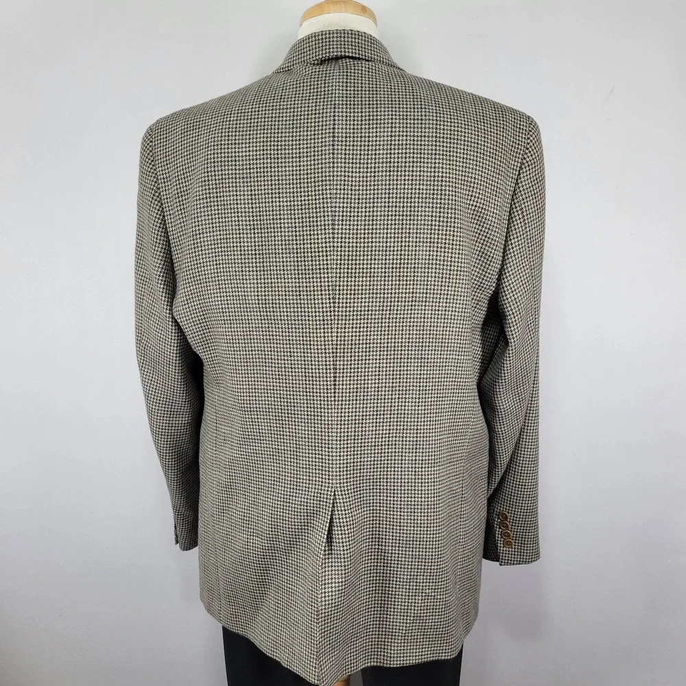 Tommy Hilfiger Men's Sport Coat Blazer Three Button Flannel Wool Houndstooth 46L